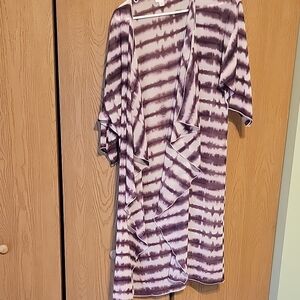 Purple and White Striped Kimono Cardigan